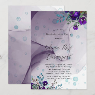 Invitation Purple Turquoise Botanique Floral Bachelorette Par