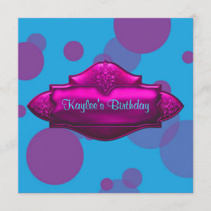 Invitation Purple Turquoise Bubbles Filles 10e fête d'anniver
