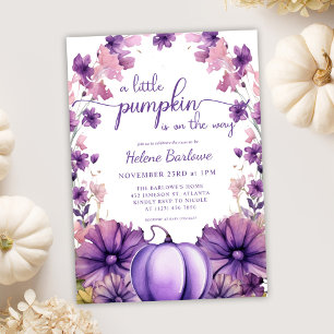 Invitation Purple Un Petit Baby shower Citrouille