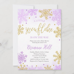 Invitation Purple Un Petit Baby shower De Flocon De Neige