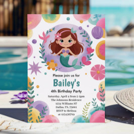 Invitation Purple Under the Sea Mermaid 4e anniversaire