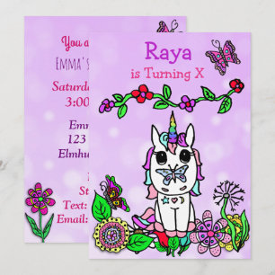 Invitation Purple Unicorn Whimsday
