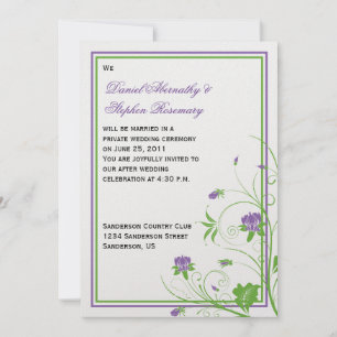 Invitation Purple Vert Floral Frottes Post Mariage Célébratio