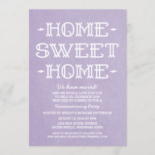 Invitation Purple Whimsical Sweet Accueil Fête de réchauffeme