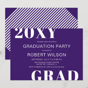 Invitation Purple White Bold Typographie Parti de graduation