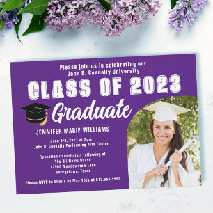 Invitation Purple White Graduate Photo 2025 Graduation Party