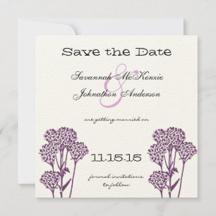 Invitation Purple Wild Flower Branch Mariage Enregistrer la d
