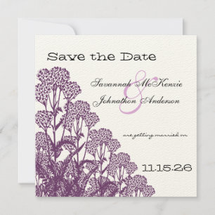 Invitation Purple Wild Flower Branch Mariage Enregistrer la d