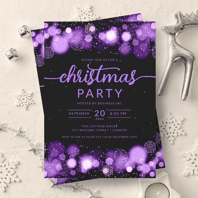 Invitation Purple Winter Wonderland Company Fête de Noël (Purple Winter Wonderland Company Christmas Party Invitation)
