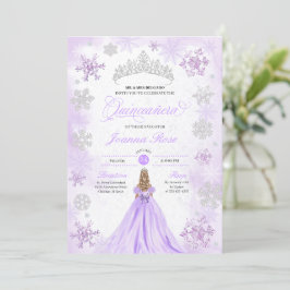 Invitation Purple Winter Wonderland Snowflake Quinceanera