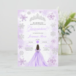 Invitation Purple Winter Wonderland Snowflake Quinceanera