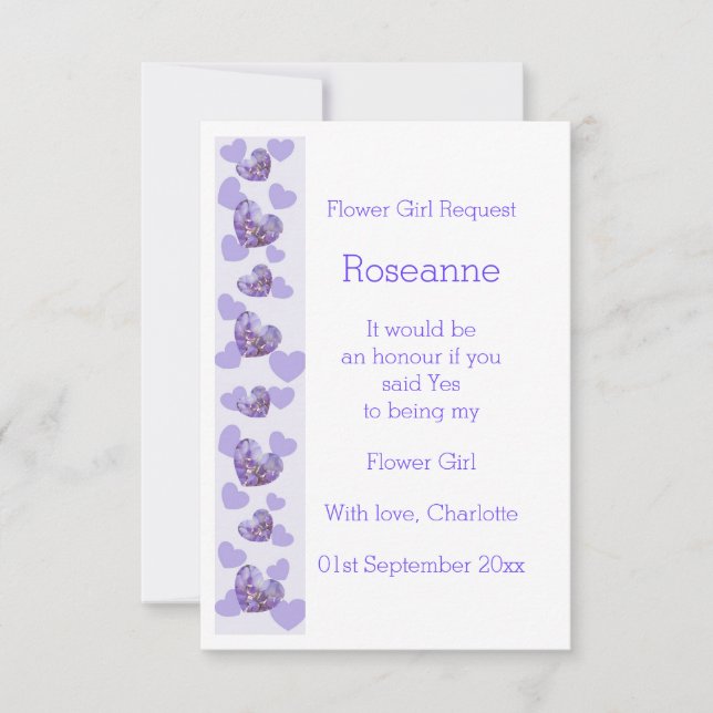 Invitation Purple Wisteria Coeur Design Flower Demande de fil (Devant)