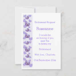 Invitation Purple Wisteria Heart Design Bridesmaid Demande