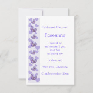 Invitation Purple Wisteria Heart Design Bridesmaid Demande