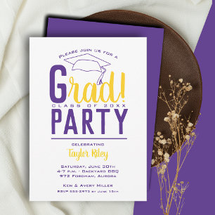 Invitation Purple Yellow Gold Party