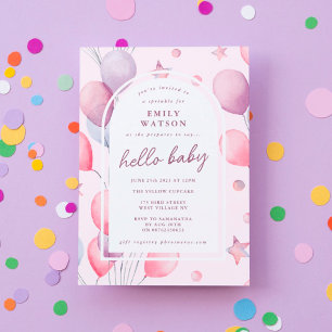Invitation Purties roses personnalisées   Baby shower des éto