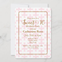 Puzzle à carreaux rose et blanc Gold Sweet 16