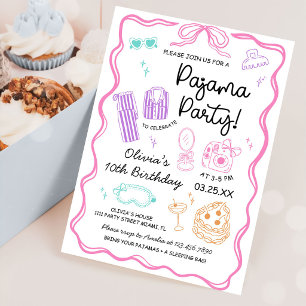 Invitation Pyjama Soirée Pyjama Fête de Sommeil Anniversaire 