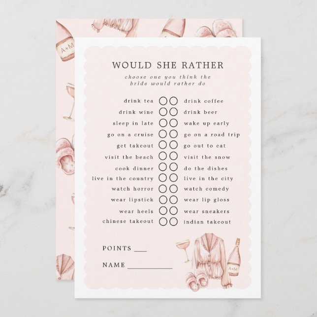 Invitation Pyjamas Et Procuco Préférerait-Elle Jouer (Devant / Derrière)