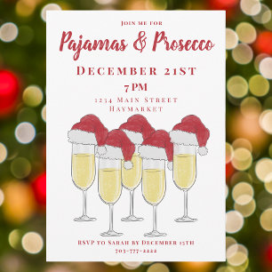 Invitation Pyjamas & Procuco Fête de Noël Filles Nuit