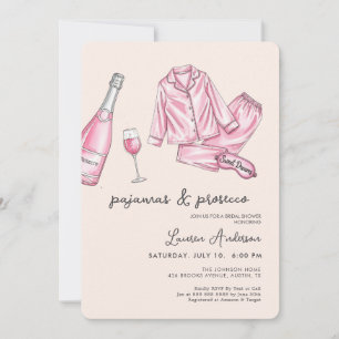 Invitation Pyjamas roses et Fête des mariées du ministère pub