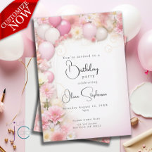 QR Anniversaire Ballons Roses et Marguerites