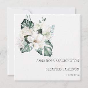 Invitation *~* QR blanc + RSVP Bouquets floraux AR15 Mariage