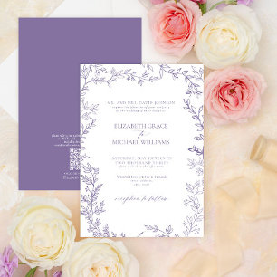 Invitation QR Code Classique Formal Élégant Mariage Lavande