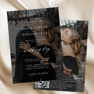 Invitation QR CODE couverture photo mariage moderne élégant