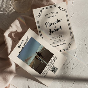 Invitation QR Code écriture manuscrite Scribble Mariage photo