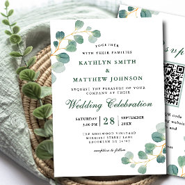 Invitation QR Code Elégant Eucalyptus Mariage de verdure