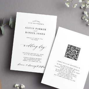 Invitation QR CODE élégant simple mariage noir et blanc