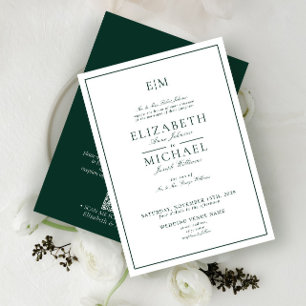 Invitation QR Code Emerald Green Classic Mariage