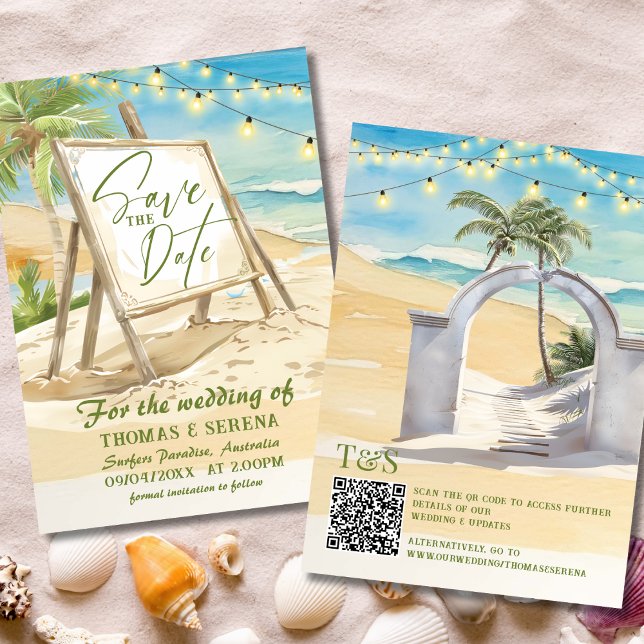 Invitation QR Code Enregistrer La Date Destination De Mariage (Créateur téléchargé)