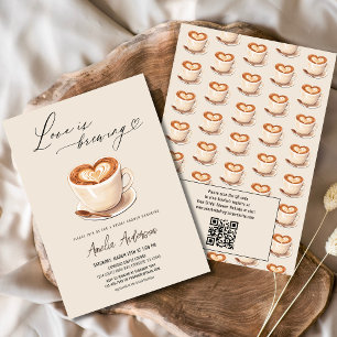 Invitation QR Code Love brasse la Fête des mariées de café