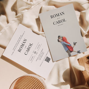 Invitation QR Code Moderne Minimaliste Typographie Mariage ph