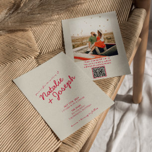 Invitation QR Code Moderne Whimsical Retro Mariage photo amus