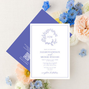 Invitation QR Code Périwinkle poitrine feuillue Mariage de mo