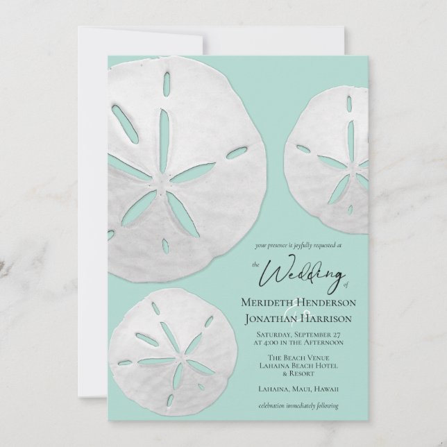 Invitation QR Code Photo Mer Verre Sable Dollars Plage (Devant)