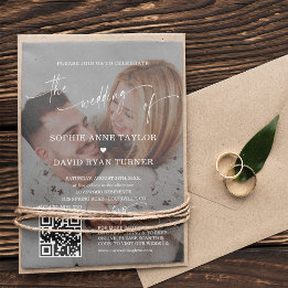 Invitation QR Code Photo Moderne Calligraphie Mariage