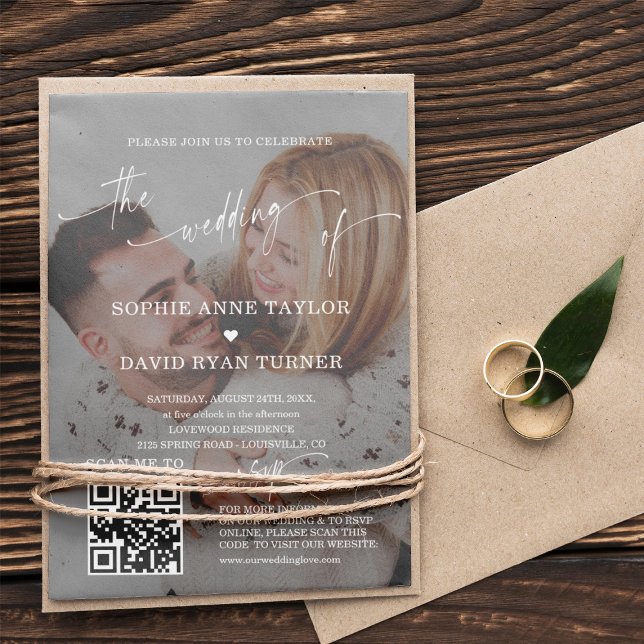 Invitation QR Code Photo Moderne Calligraphie Mariage (Créateur téléchargé)