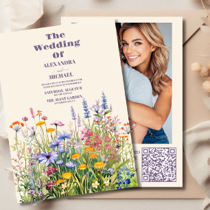 Invitation QR Code Photo Simple Fleur sauvage Jardin botaniqu