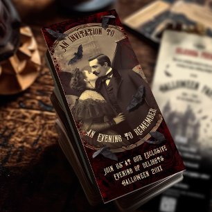 Invitation QR Code Romantique Vintage Vampire Dracula Hallowe