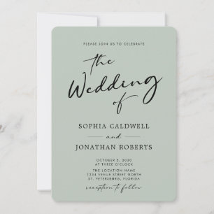 Invitation QR Code RSVP Chic Calligraphie Sage Mariage