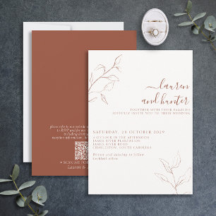 Invitation QR Code Terracotta Burnt Orange Botanique Mariage