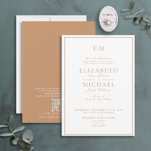 Invitation QR Code Terracotta Classic Script Monogramme Maria