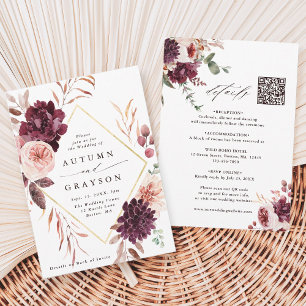 Invitation QR Code Tout en un Automne Romance Mariage