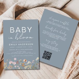 Invitation QR Code tout en un Fleur sauvage bébé dans une dou
