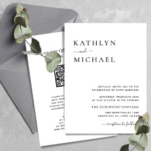 Invitation QR Code Tout en un moderne Typographie Mariage chi