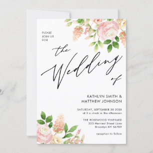 Invitation QR Code Tout en un rose rose Mariage de verdure